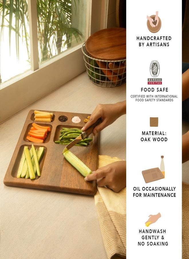 Ellementry Sous Chef Multi Utility Platter | Serving Platter with Wooden Board for Serving Sweets, Cookies, Dry Fruits, Snacks at Home | Chopping Cutting Board for Kitchen Vegetables, Fruits & Cheese - Image 2